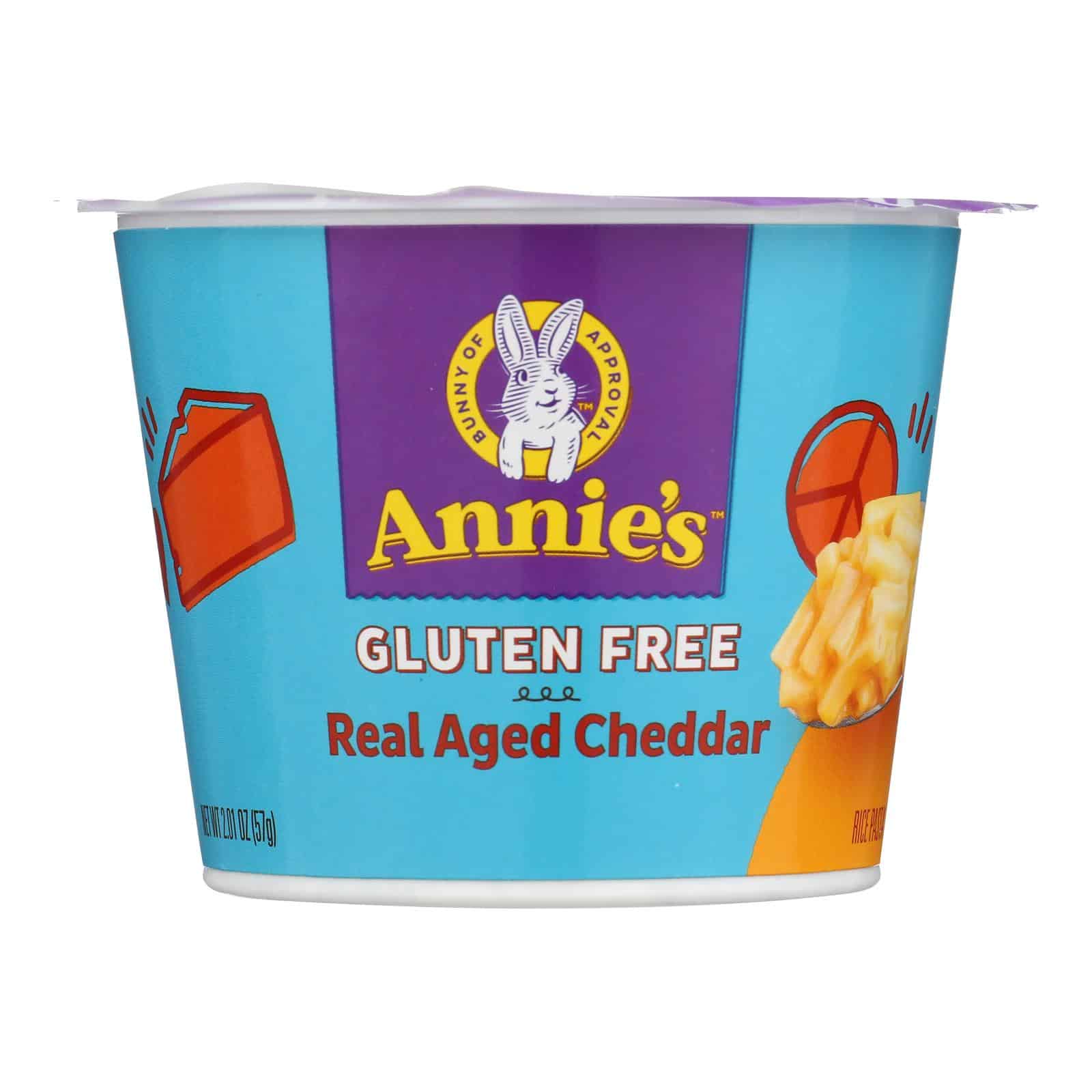 Annie's Homegrown Gluten Free Rice Pasta and Cheddar Microwavable Mac and Cheese Cup - Case of 12 - 2.01 oz. - Image 2