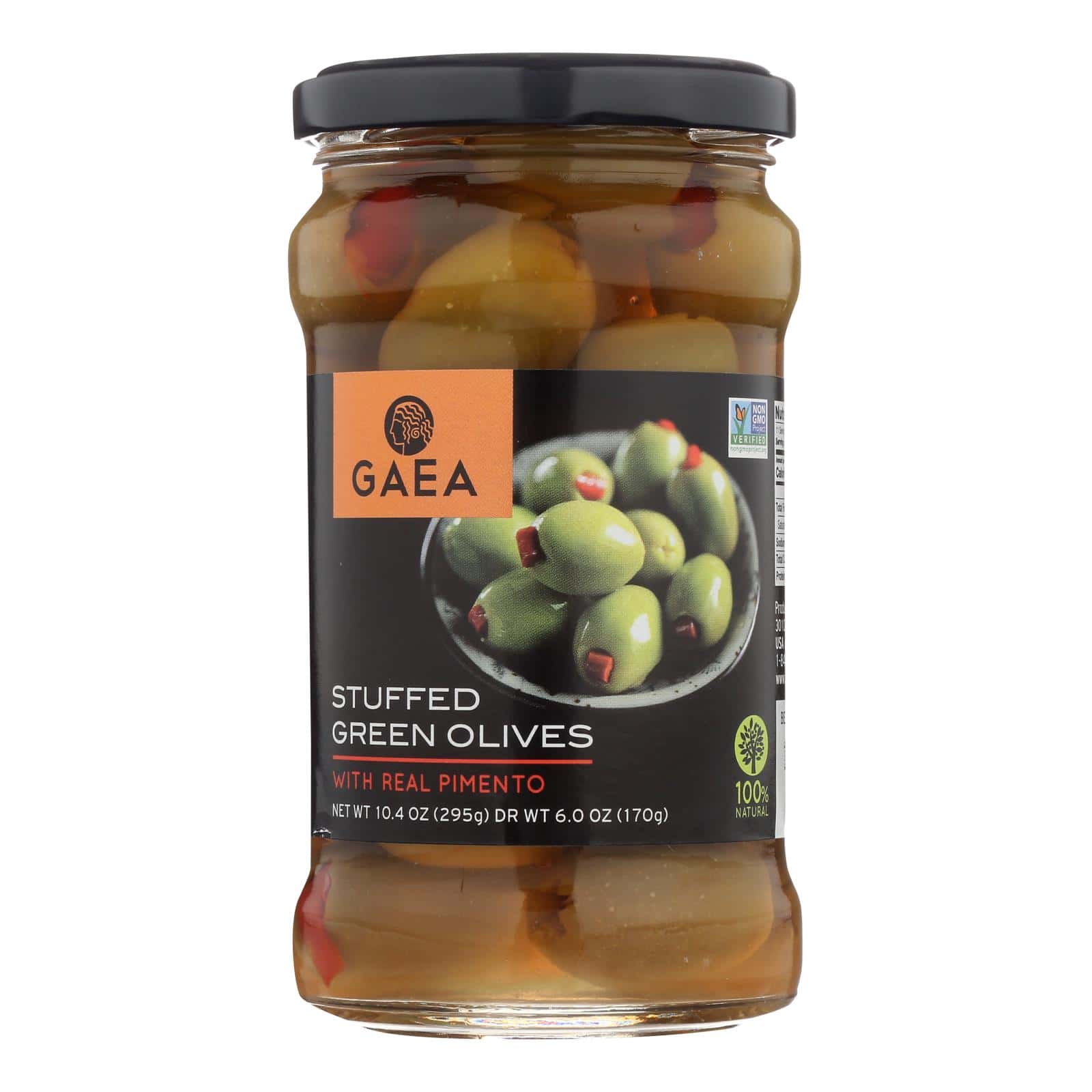 Gaea Stuffed Green Olives With Real Pimento  - Case of 8 - 6 OZ - Image 2