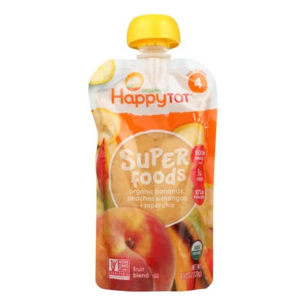Happy Baby HappyTot Organic Superfood Banana Peach and Mango - 4.22 oz - Case of 16