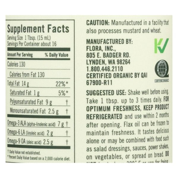 Flora - Flax Oil - 1 Each -8.5 FZ - Image 3