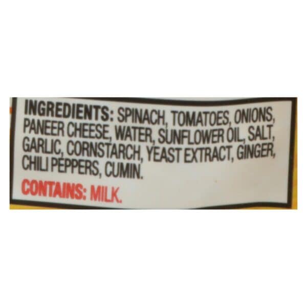 Tasty Bite Entrees - Indian Cuisine - Kashmir Spinach - 10 oz - case of 6 - Image 2