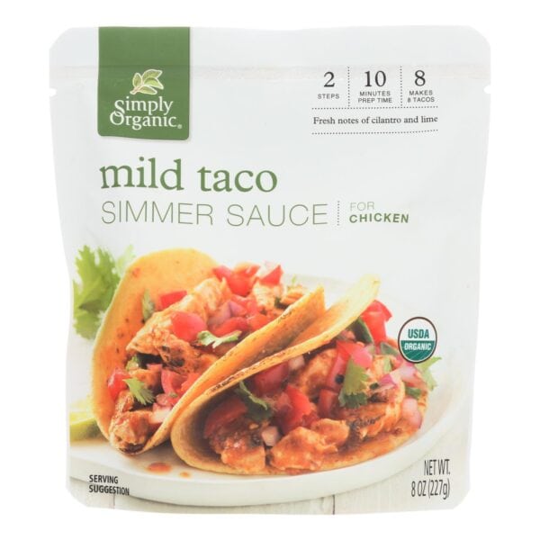 Simply Organic Simmer Sauce - Organic - Mild Taco - Case of 6 - 8 oz - Image 3