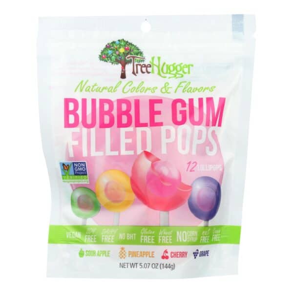 Treehugger Natural Bubble Gum Filled Lollipops  - Case of 6 - 5.07 OZ - Image 2