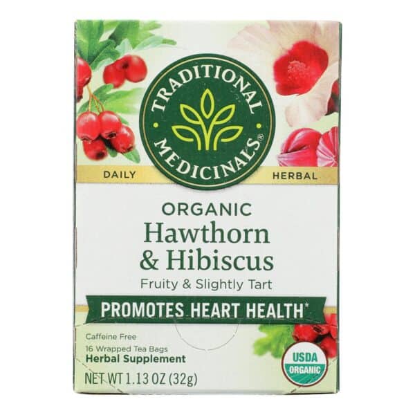 Traditional Medicinals Organic Heart Tea - Hawthorn with Hibiscus - Case of 6 - 16 Bags