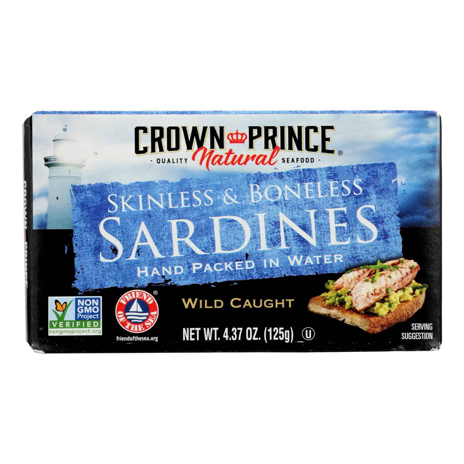 Crown Prince Skinless and Boneless Sardines In Water - Case of 12 - 4.37 oz. - Image 2