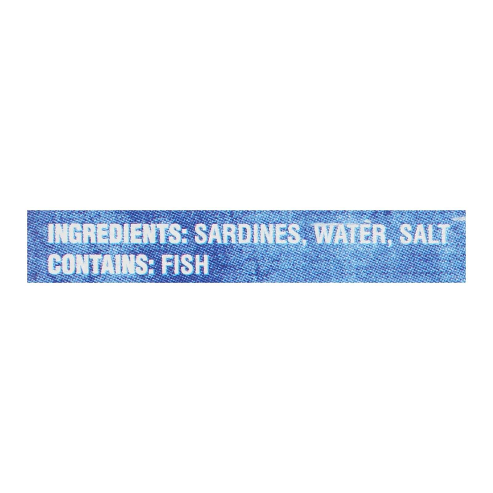 Crown Prince Skinless and Boneless Sardines In Water - Case of 12 - 4.37 oz.