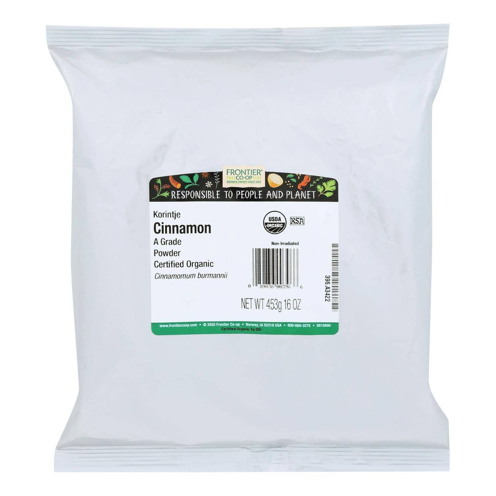 Frontier Herb Cinnamon Organic Ground Korintje A Grade - Single Bulk Item - 1LB