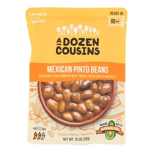 A Dozen Cousins - Ready to Eat Beans - Mexican Pinto - Case of 6 - 10 oz.