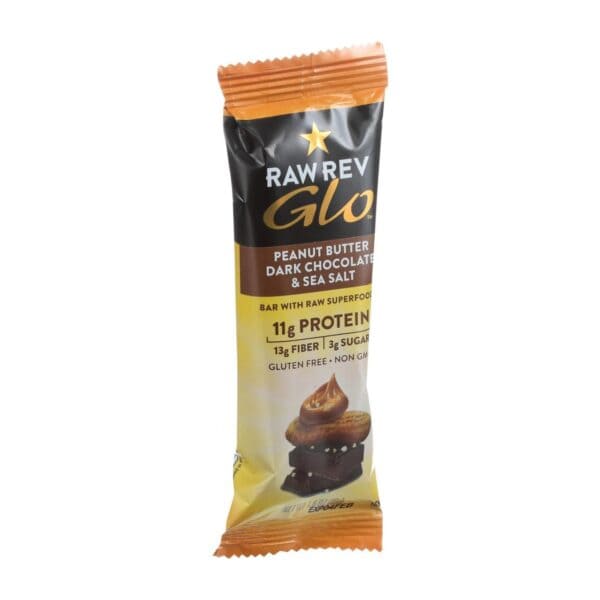 Raw Revolution Glo Bar - Peanut Butter Dark Chocolate and Sea Salt - 1.6 oz - Case of 12 - Image 3