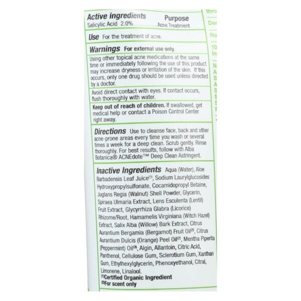 Alba Botanica - Natural Acnedote Face and Body Scrub - 8 fl oz - Image 2