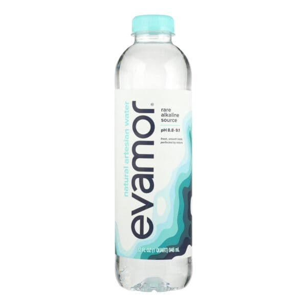 Evamor Naturally Alkaline Artesian Water - Natural Artesian - Case of 12 - 32 FL oz.
