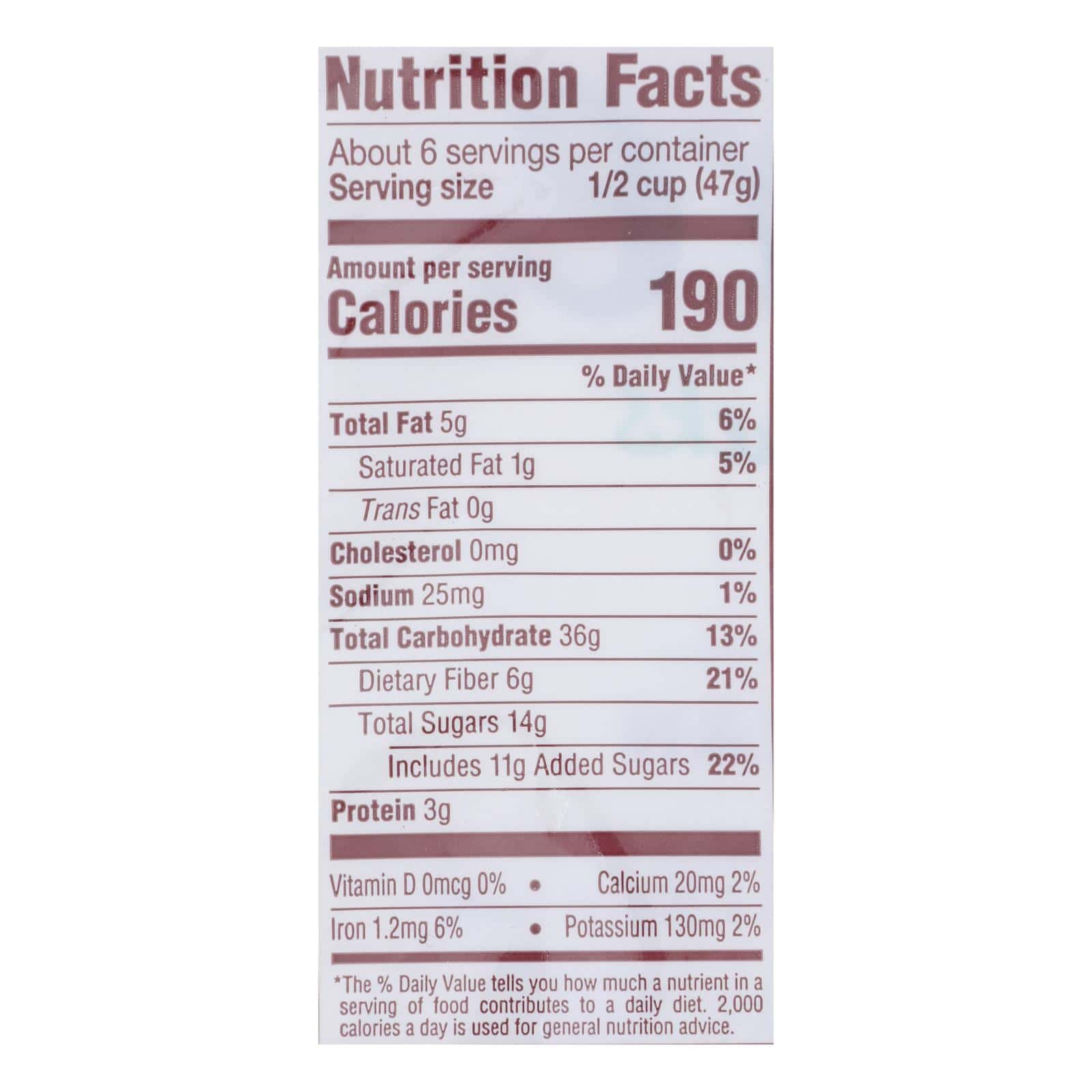 Back To Nature Cranberry Pecan Granola - Whole Grain Rolled Oats with Tart Cranberries and Crunchy Pecans - Case of 6 - 11 oz.