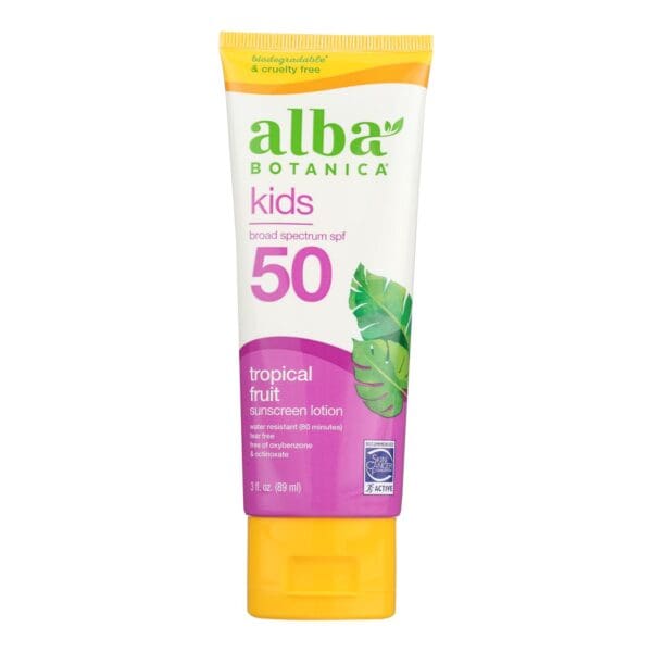 Alba Botanica - Sunscreen Lotion Kids SPF 50 - 1 Each-3 Fluid Ounces - Image 2