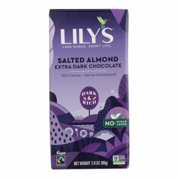 Lily's Sweets Chocolate Bar - Salted Almond - Case of 12 - 2.80 oz. - Image 2