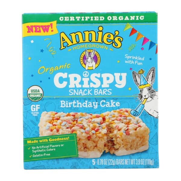 Annie's Homegrown - Crispy Snack Bars Birthday Cake 5count - Case of 8 - 3.9 OZ - Image 2
