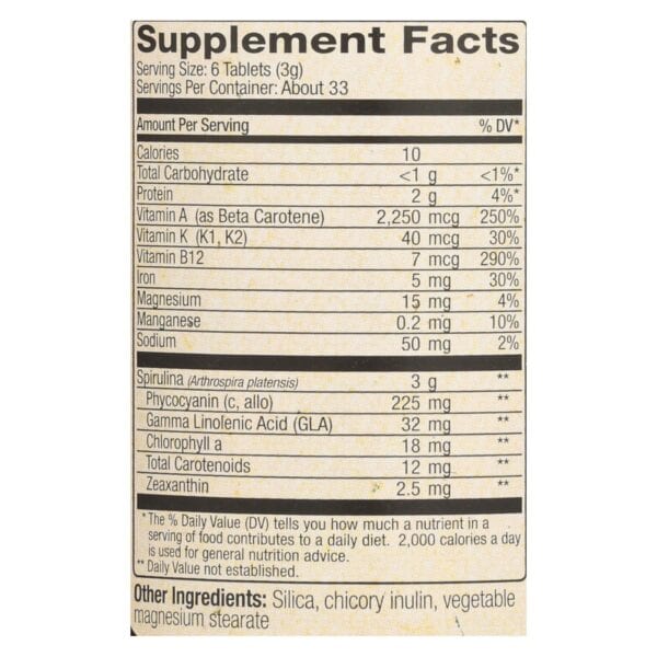 Nutrex Hawaii Pure Hawaiian Spirulina Pacifica - 500 mg - 200 Tablets - Image 2