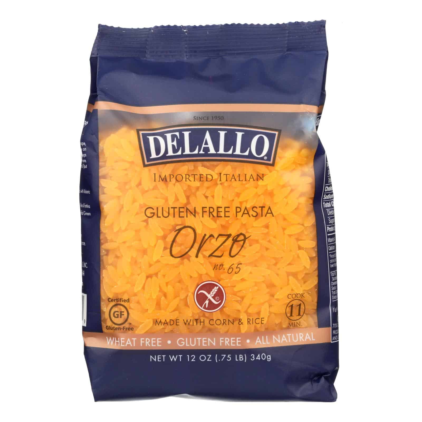 Delallo Gluten-Free Orzo Pasta - Case of 12 - 12 OZ - Image 3