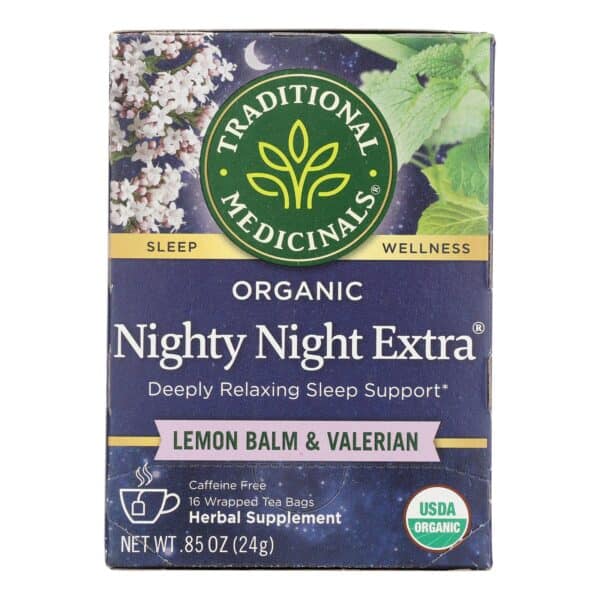 Traditional Medicinals Organic Herbal Tea - Nighty Night Valerian - Case of 6 - 16 Bags - Image 2