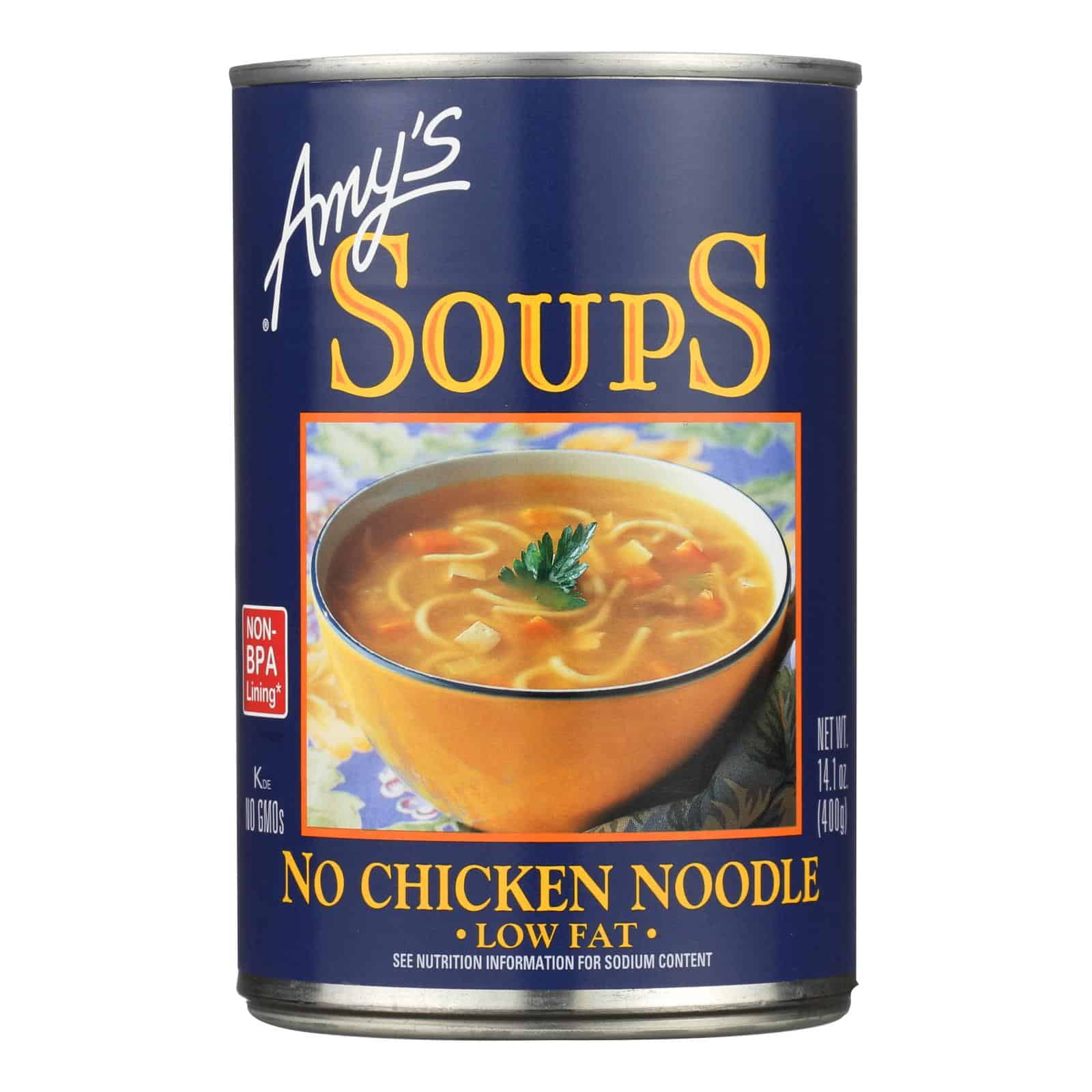 Amy's - Organic Low Fat No-Chicken Nooodle Soup - Case of 12 - 14.1 oz - Image 2