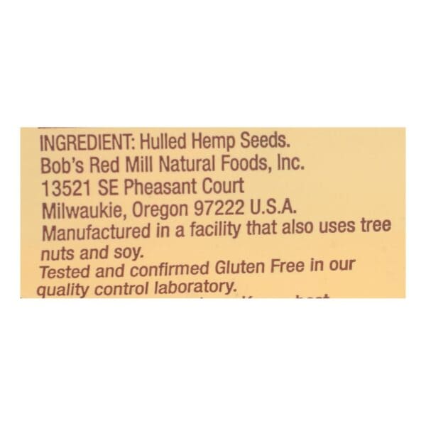 Bob's Red Mill - Seeds Hemp Hulled - Case of 5-8 OZ