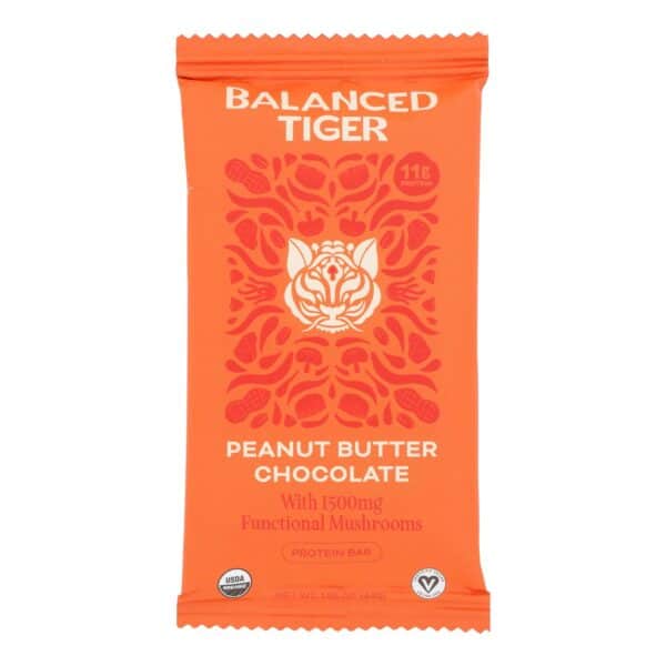 Balanced Tiger - Protein Bar Peanut Butter Chocolate - Case of 12 - 1.55 Ounces