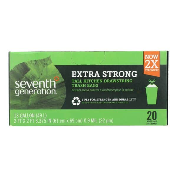 Seventh Generation Extra Strong Tall Kitchen Trash Bags - 13 Gallon - Case of 12 - 20 Count - Image 2