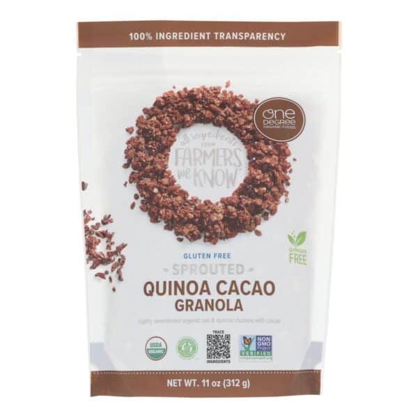 One Degree Organic Foods Quinoa Cacao Granola - Sprouted Oat - Case of 6 - 11 oz. - Image 3