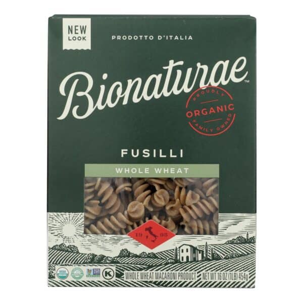 Bionaturae Pasta - Organic - 100 Percent Whole Wheat - Fusilli - 16 oz - case of 12