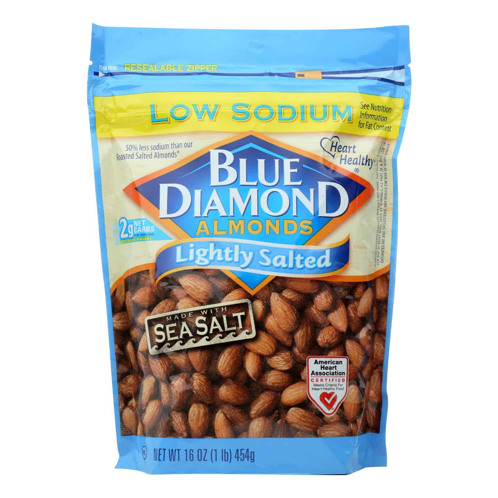 Blue Diamond Lightly Salted Low Sodium Almonds  - Case of 6 - 16 OZ - Image 3