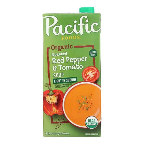 Pacific Natural Foods Organic Roasted - Red Pepper and Tomato Soup Light In Sodium - Case of 12 - 32 Fl oz. - Image 2