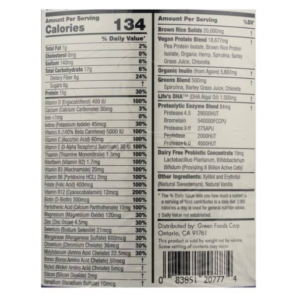 Green Foods True Vitality Plant Protein Shake In Vanilla  - 1 Each - 25.2 OZ - Image 2