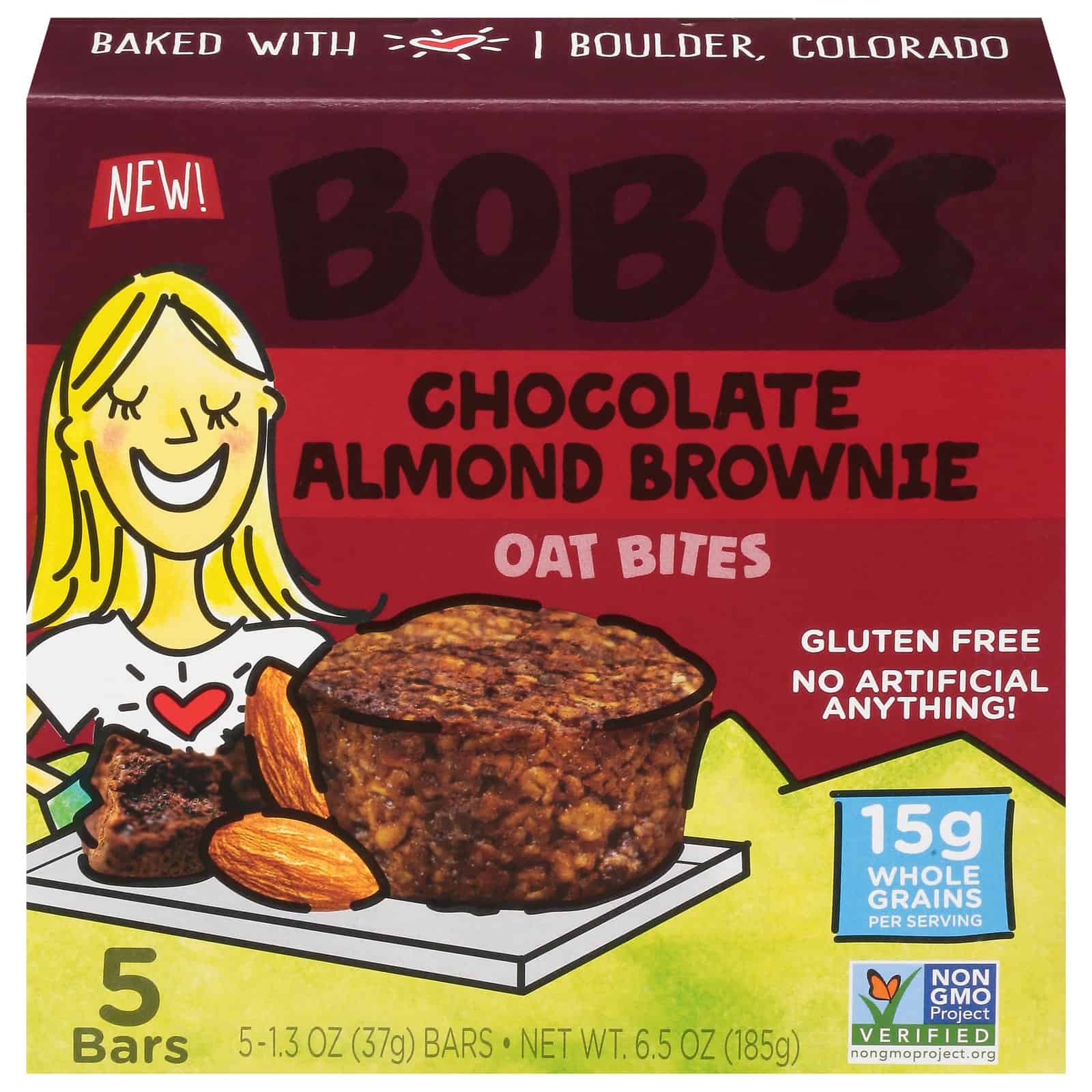 Bobo's Oat Bars - Oat Bite Chocolate Almond Brownie - Case of 6-5/1.3 OZ