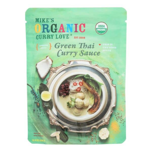 Mike's Organic Curry Love - Organic Curry Simmer Sauce - Green Thai - Case of 6 - 8.8 fl oz.