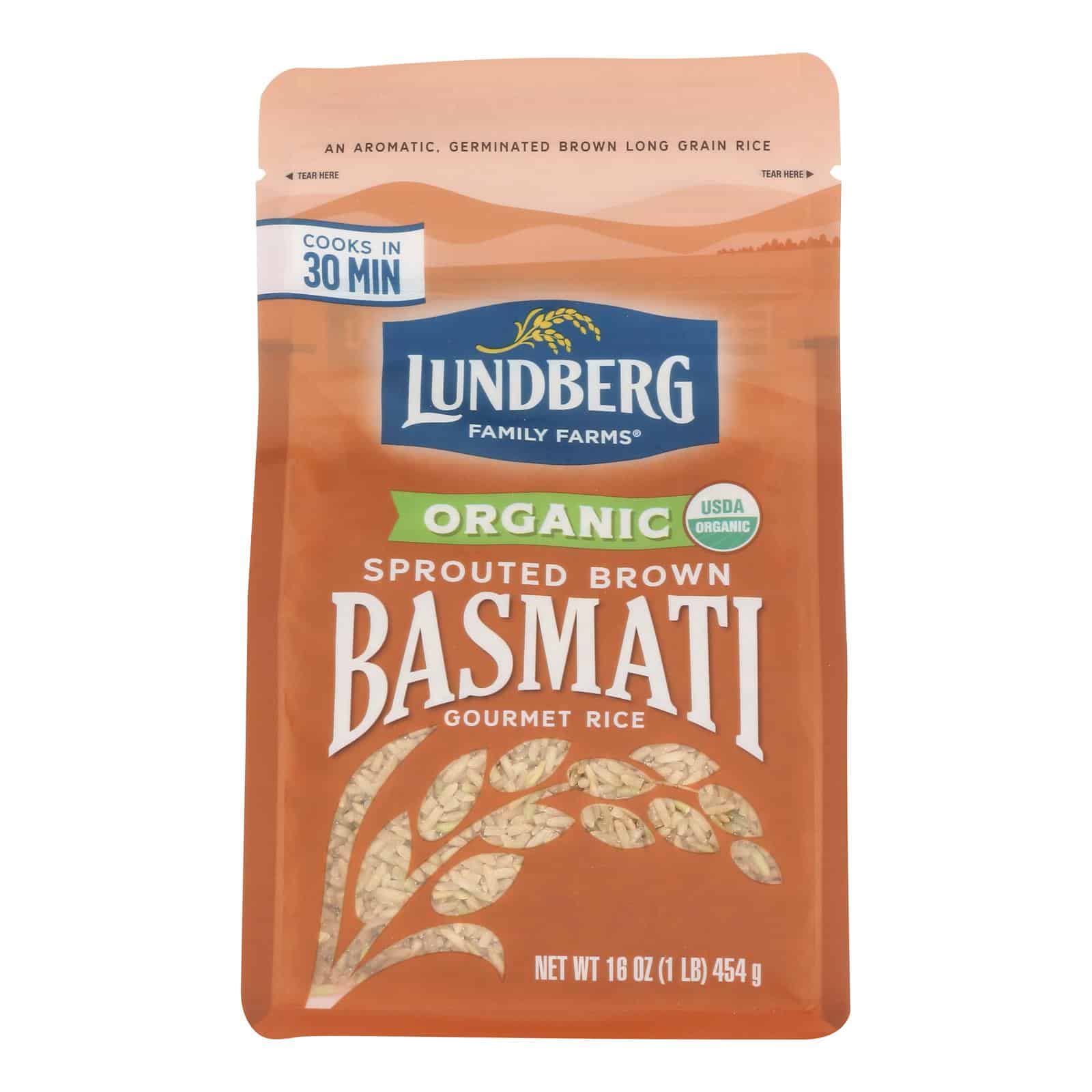 Lundberg Family Farms Sprouted Brown Basmati Rice - Case of 6 - 1 lb.