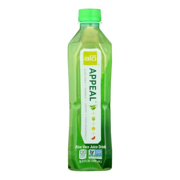 Alo Original Appeal Aloe Vera Juice Drink - Pomelo Lemon and Pink Grapefruit - Case of 12 - 16.9 fl oz.