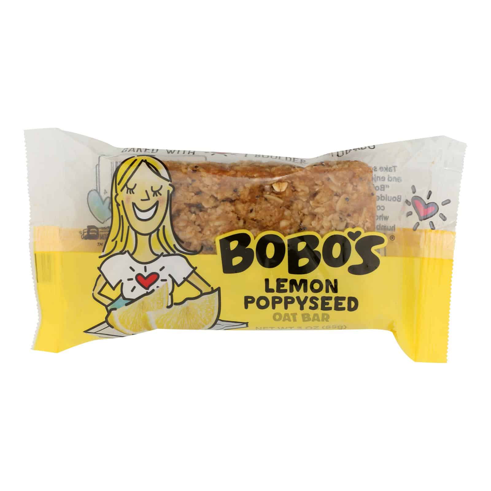 Bobo's Oat Bars - All Natural - Gluten Free - Lemon Poppyseed - 3 oz Bars - Case of 12