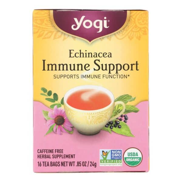Yogi Immune Support Herbal Tea Echinacea - 16 Tea Bags - Case of 6