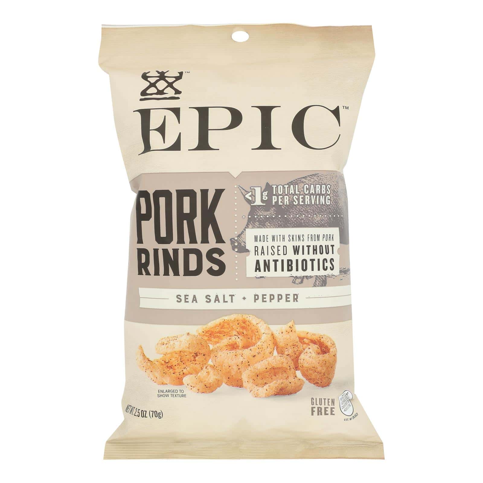 Epic - Pork Rinds - Sea Salt and Pepper - Case of 12 - 2.5 oz. - Image 2