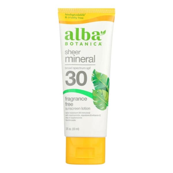 Alba Botanica - Sunscreen Lotion Mineral Formula Face and Body SPF 30 - 1 Each-3 Fluid Ounces - Image 2