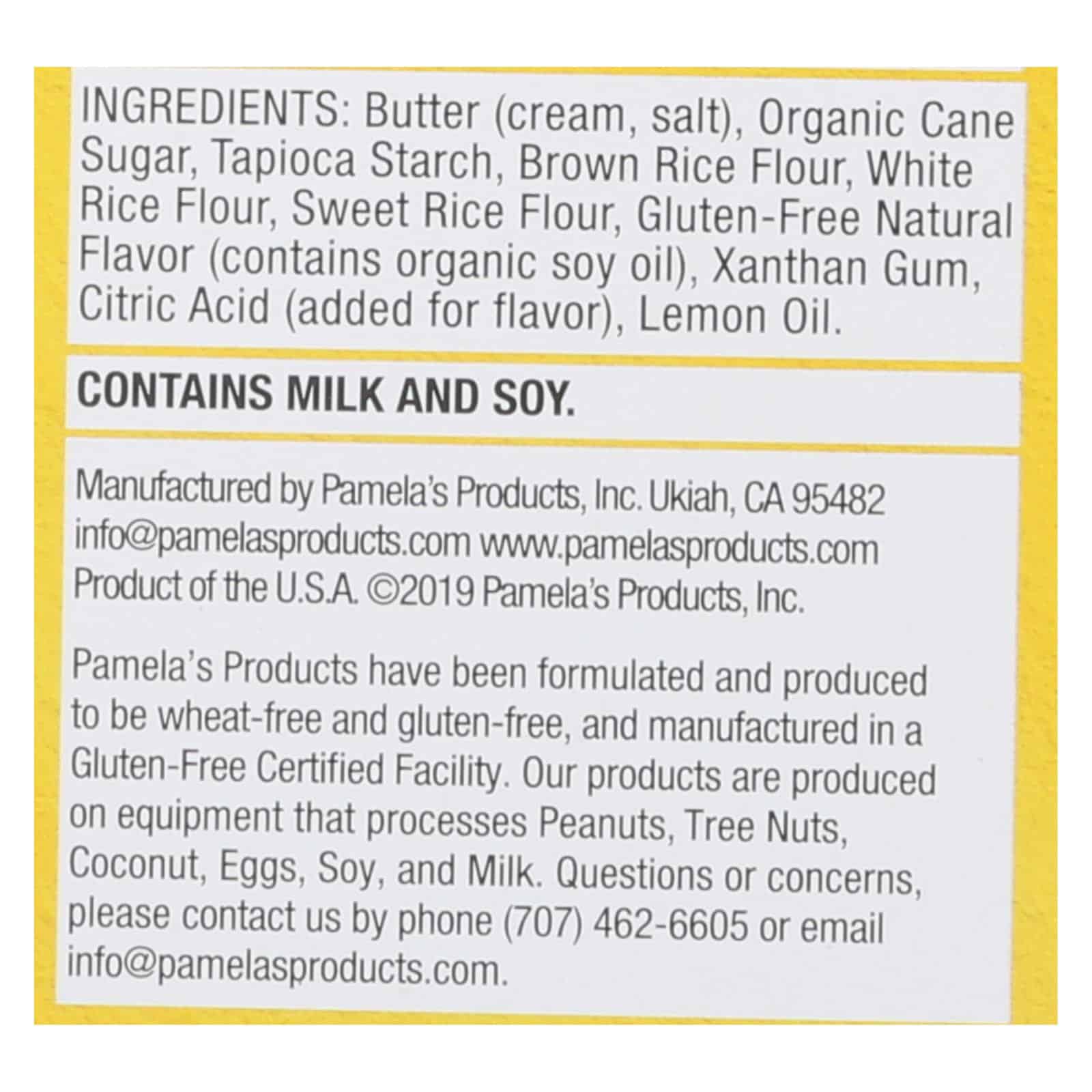 Pamela's Products - Cookies - Lemon Shortbread - Gluten-Free - Case of 6 - 6.25 oz.