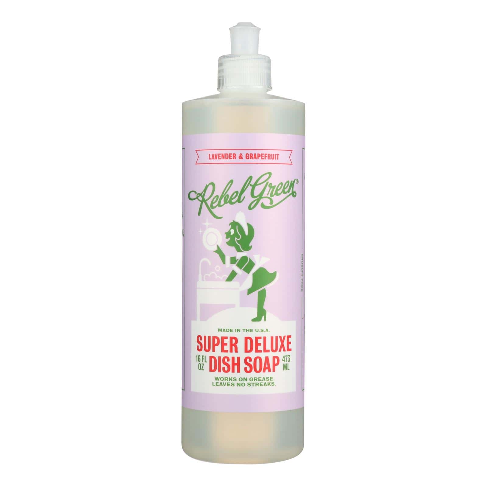 Rebel Green Dish Soap - Lavender and Grapefruit - Deluxe - Case of 4 - 16 fl oz - Image 2