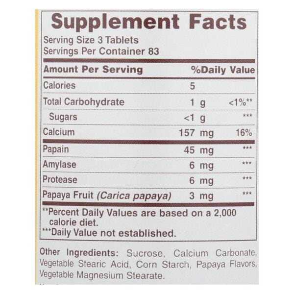 American Health - Original Papaya Enzyme Chewable - 250 Tablets - Image 2