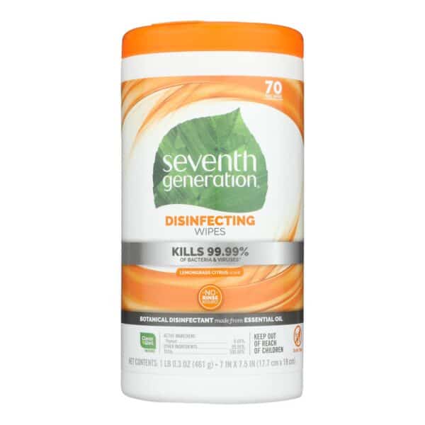 Seventh Generation Disinfecting Wipes Lemongrass and Citrus - 70 Wipes - Image 2
