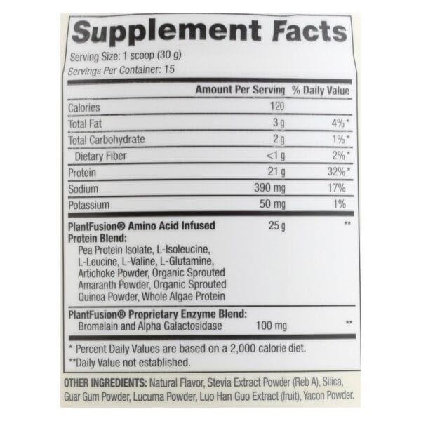 Plantfusion - Complete Protein - Vanilla Bean - 1 lb - Image 2