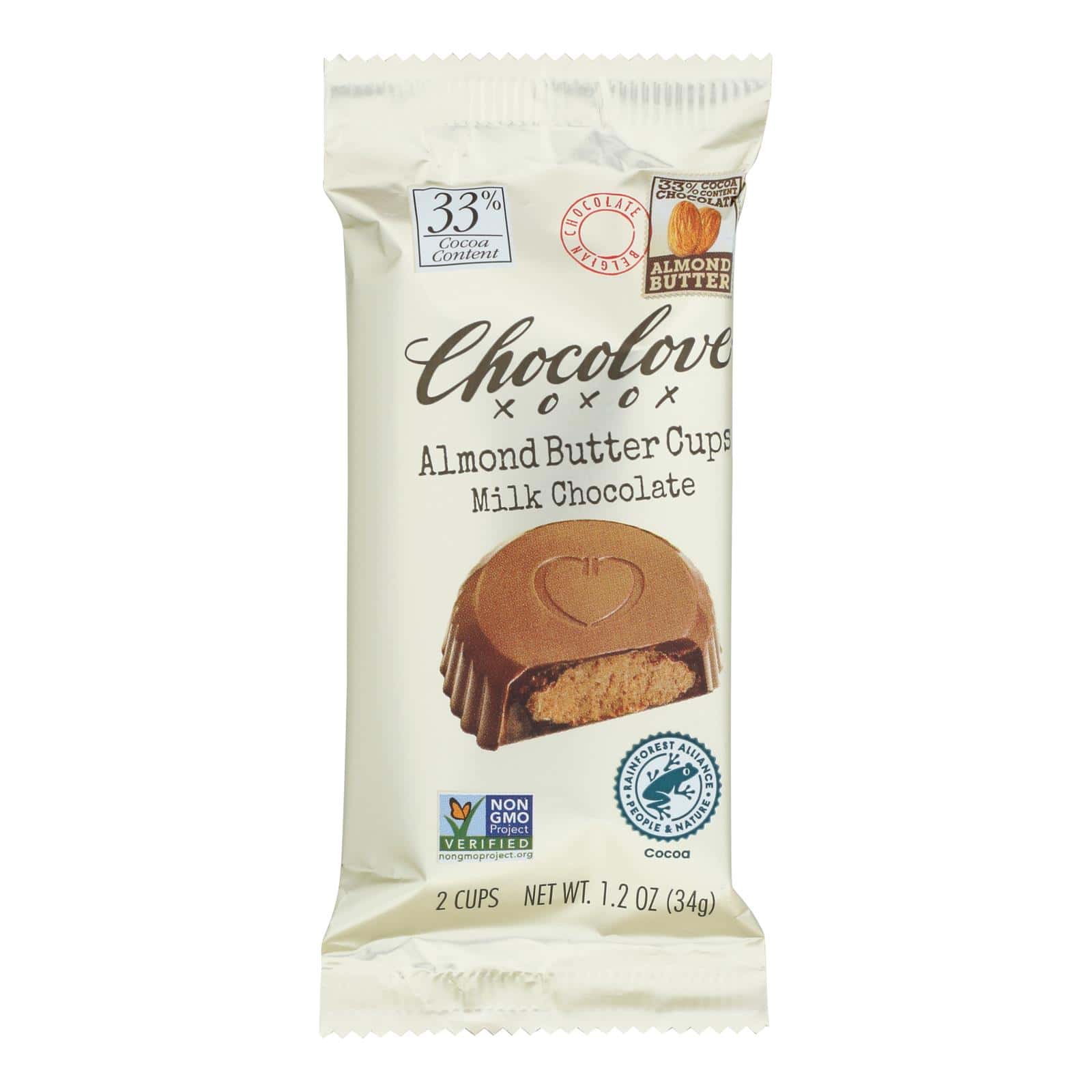 Chocolove - Cup Almond Butter Milk Chocolate - Case of 10 - 1.2 Ounces - Image 2