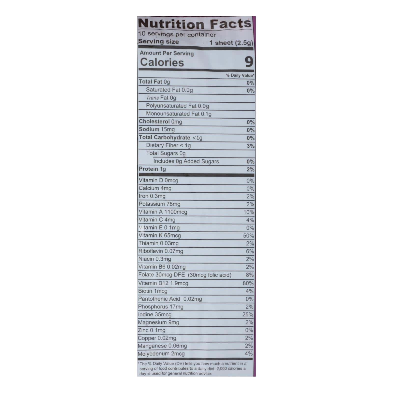 Emerald Cove Organic Pacific Sushi Nori - Toasted - Silver Grade - 50 Sheets - Case of 4