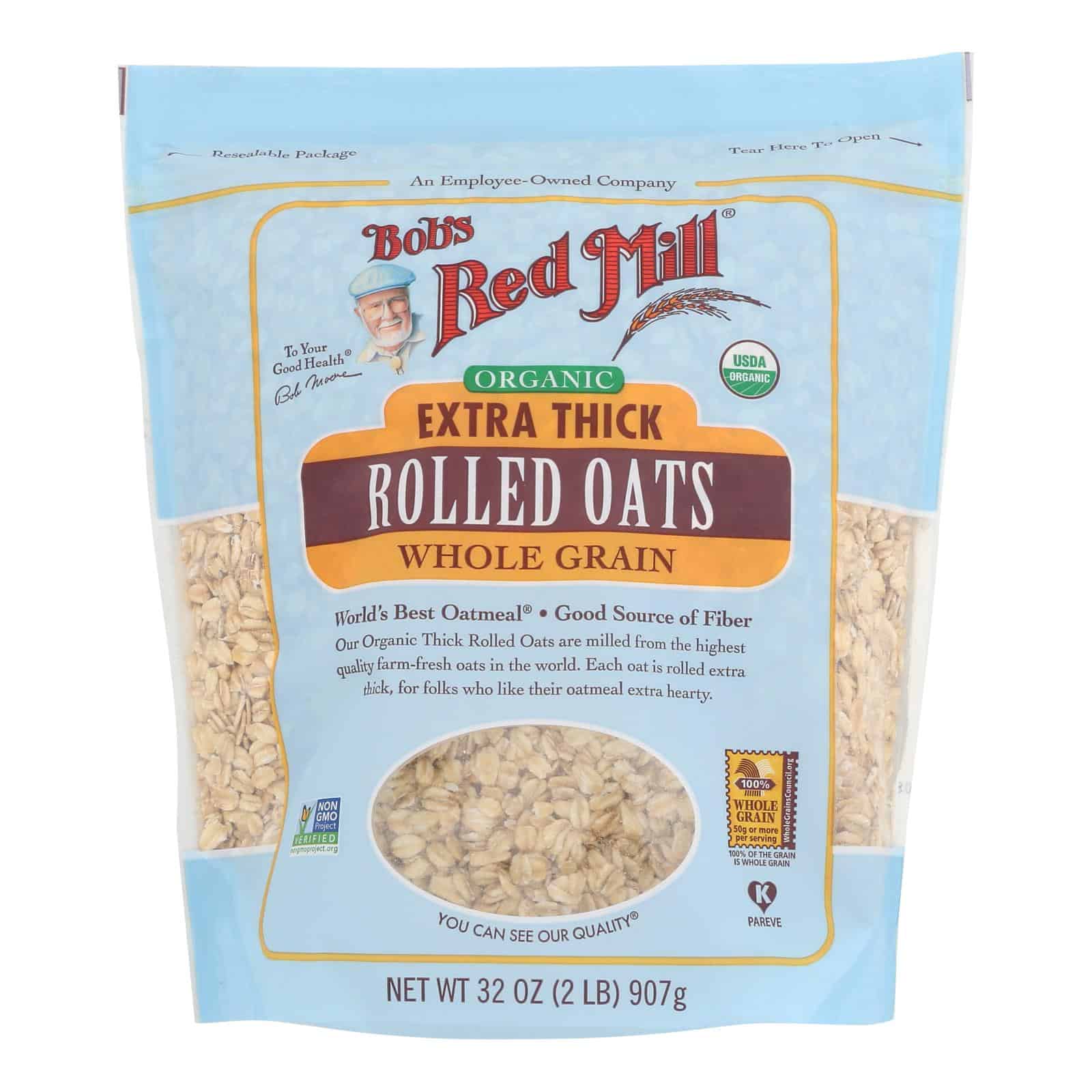 Bob's Red Mill - Oats - Organic Extra Thick Rolled Oats - Whole Grain - Case of 4 - 32 oz. - Image 2