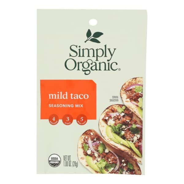 Simply Organic Mild Taco Seasoning Mix - Case of 12 - 1 oz.