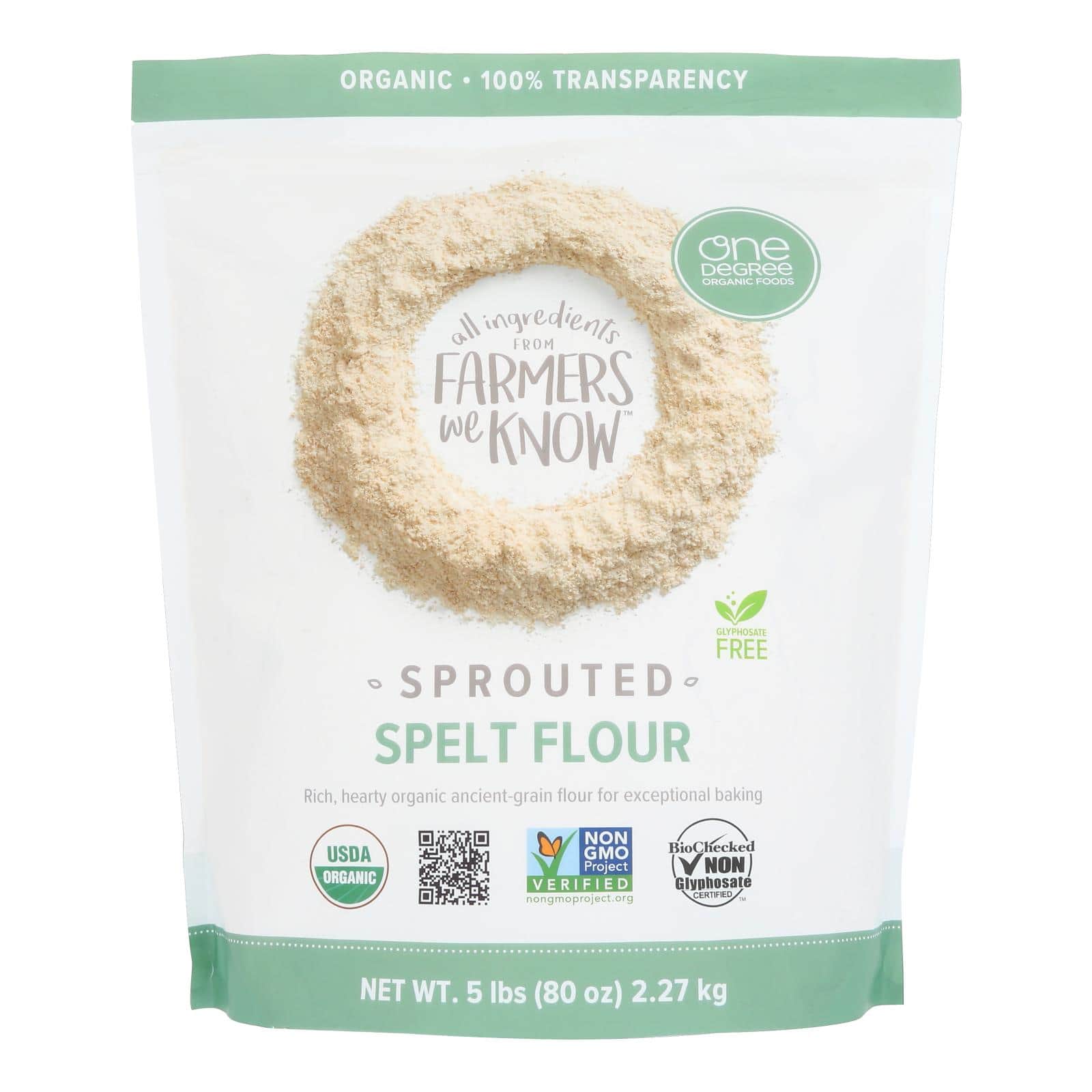 One Degree Organic Foods Sprouted Spelt Flour - Organic - Case of 4 - 80 oz.