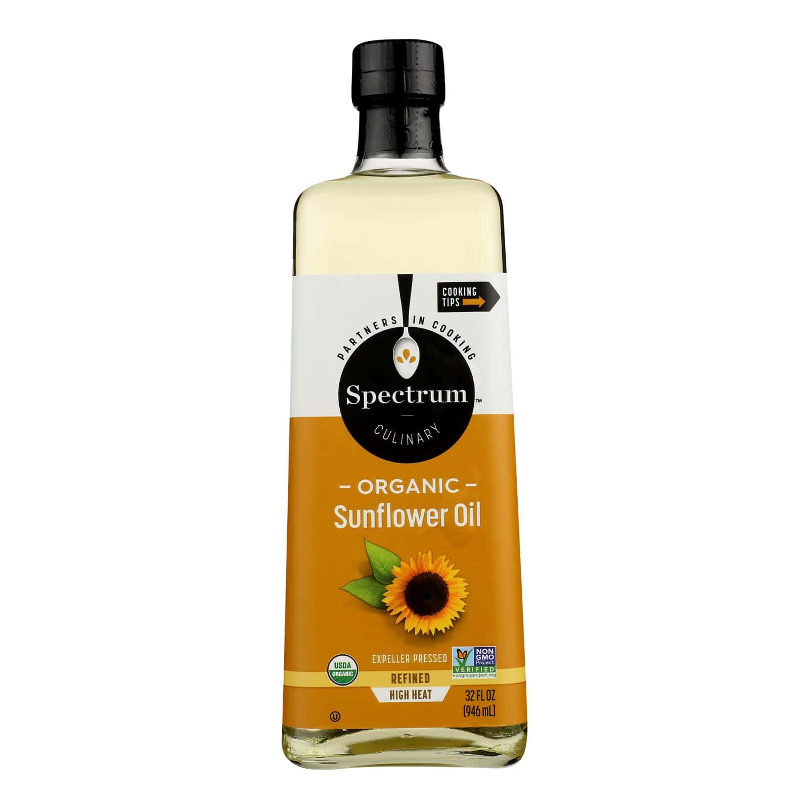 Spectrum Naturals High Heat Refined Organic Sunflower Oil - Case of 12 - 32 Fl oz. - Image 3
